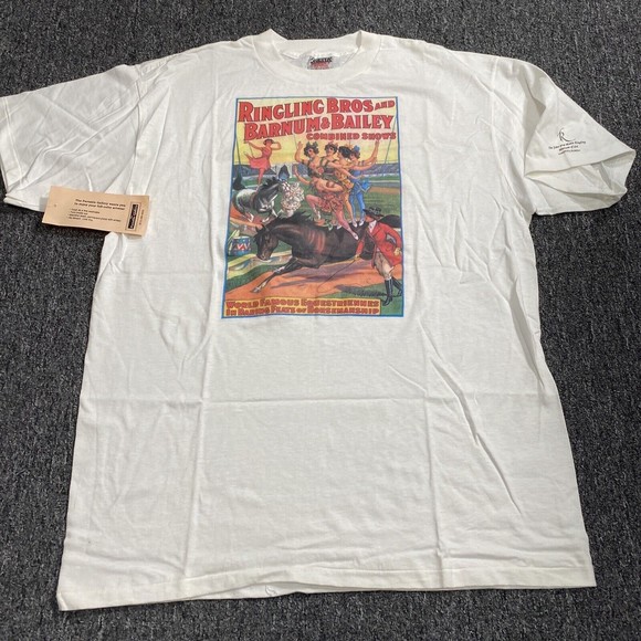 NWT VTG Oneita Power T XL Black Ringling Barnum Bros Circus Single Stich US